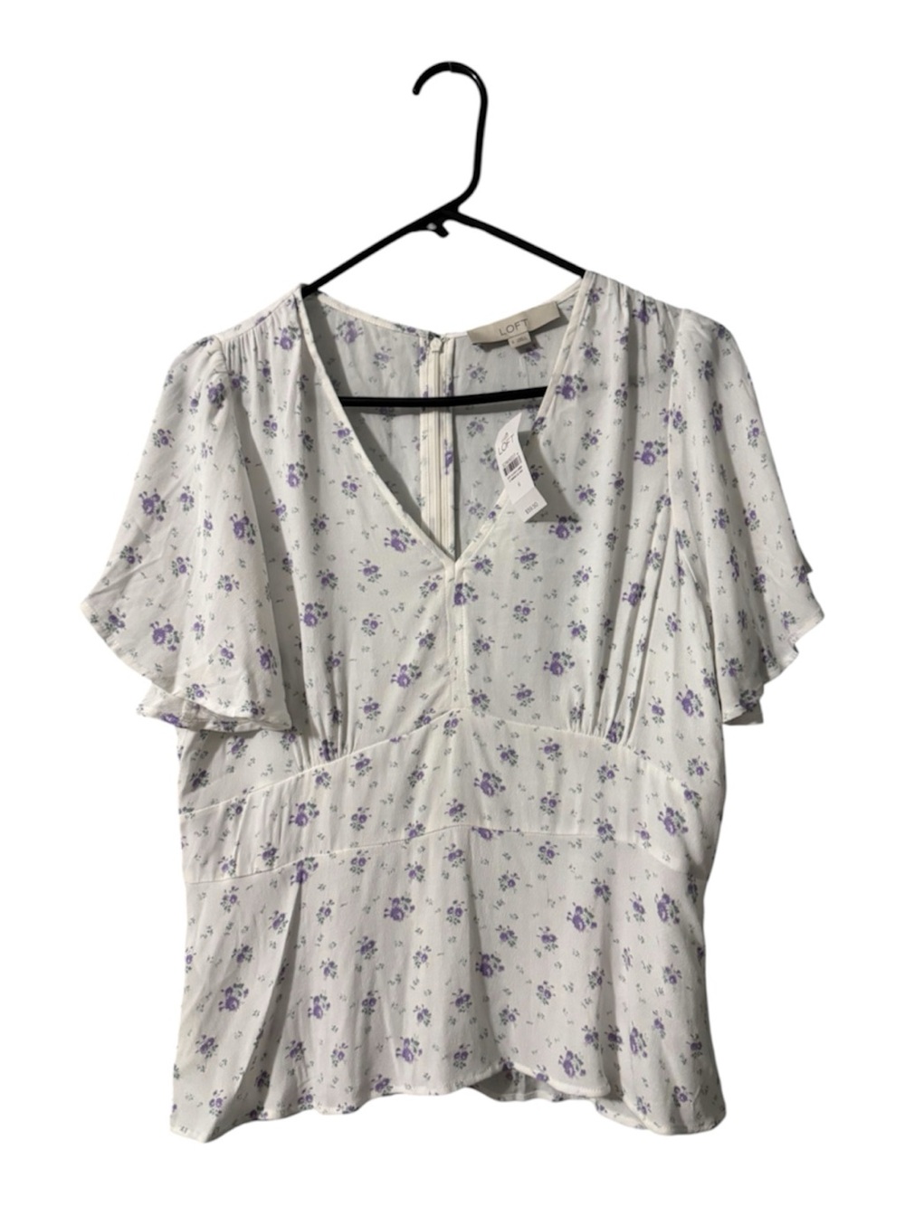 LOFT NWT Floral Short Sleeve V-Neck Peplum Top - Size 6